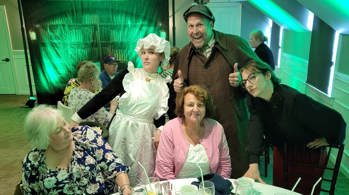 Dramatic moment from a Sherlock Holmes murder mystery set in Farmingdale, NJ