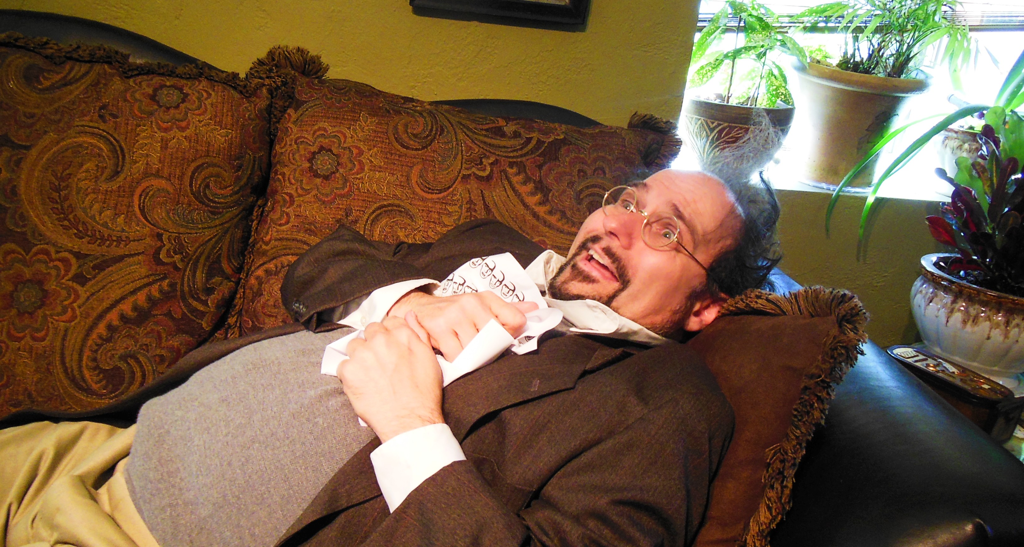 Professor T Halberd laying down