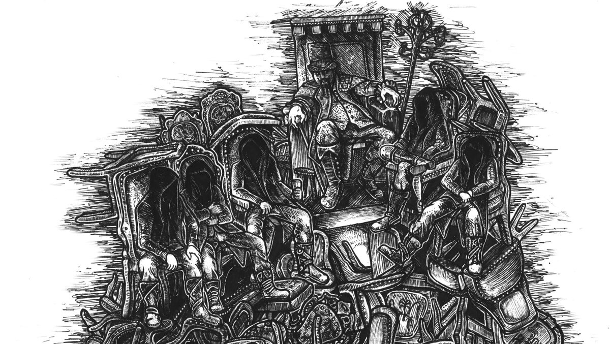 Hand-drawn image of The Clyde with a mischievous grin, part of a spooky Halloween myth