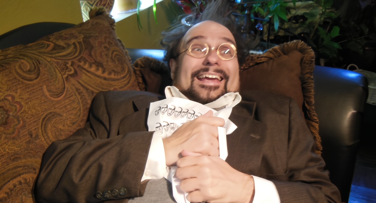 Professor T. Halberd carefully translating an ancient text of Aesop’s fables