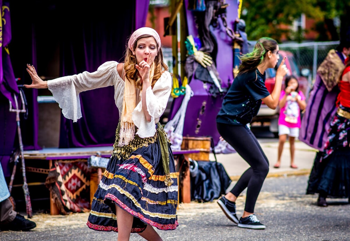 Actors performing an exciting live theater show as part of outdoor entertainment in NJ & PA.