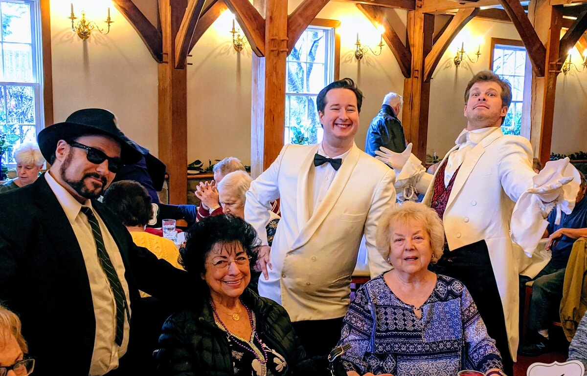 Costumed actors portraying intriguing characters in a NJ murder mystery production