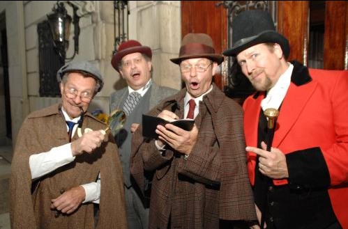 Actors as Sherlock Holmes in a Murder Mystery