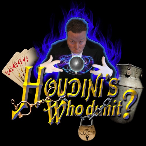 Houdini-themed murder mystery performance with suspenseful clues